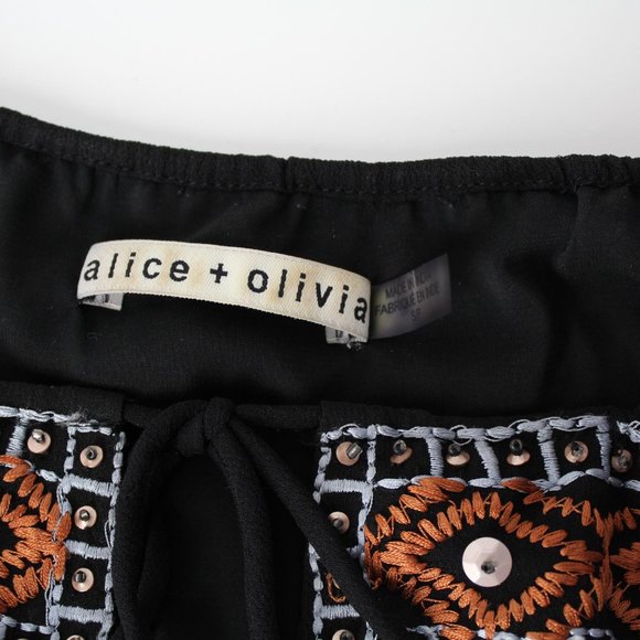 Alice + Olivia Gillian Embroidered beads Embellished women's shift dress sz S - Picture 7 of 8